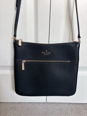 kate spade Black Pebbled Leather Crossbody with Gold Hardware